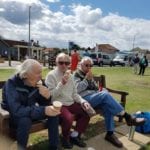 Dene Holm Residents tuck into an ice cream between displays