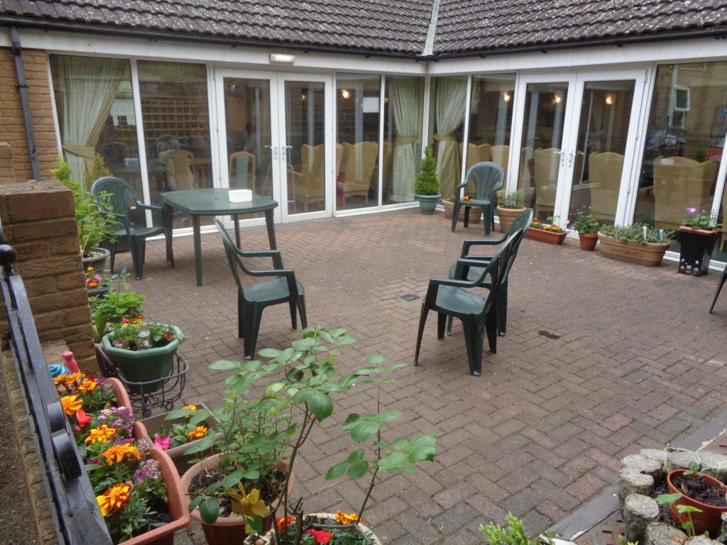 Rosewood Care Home outside patio area