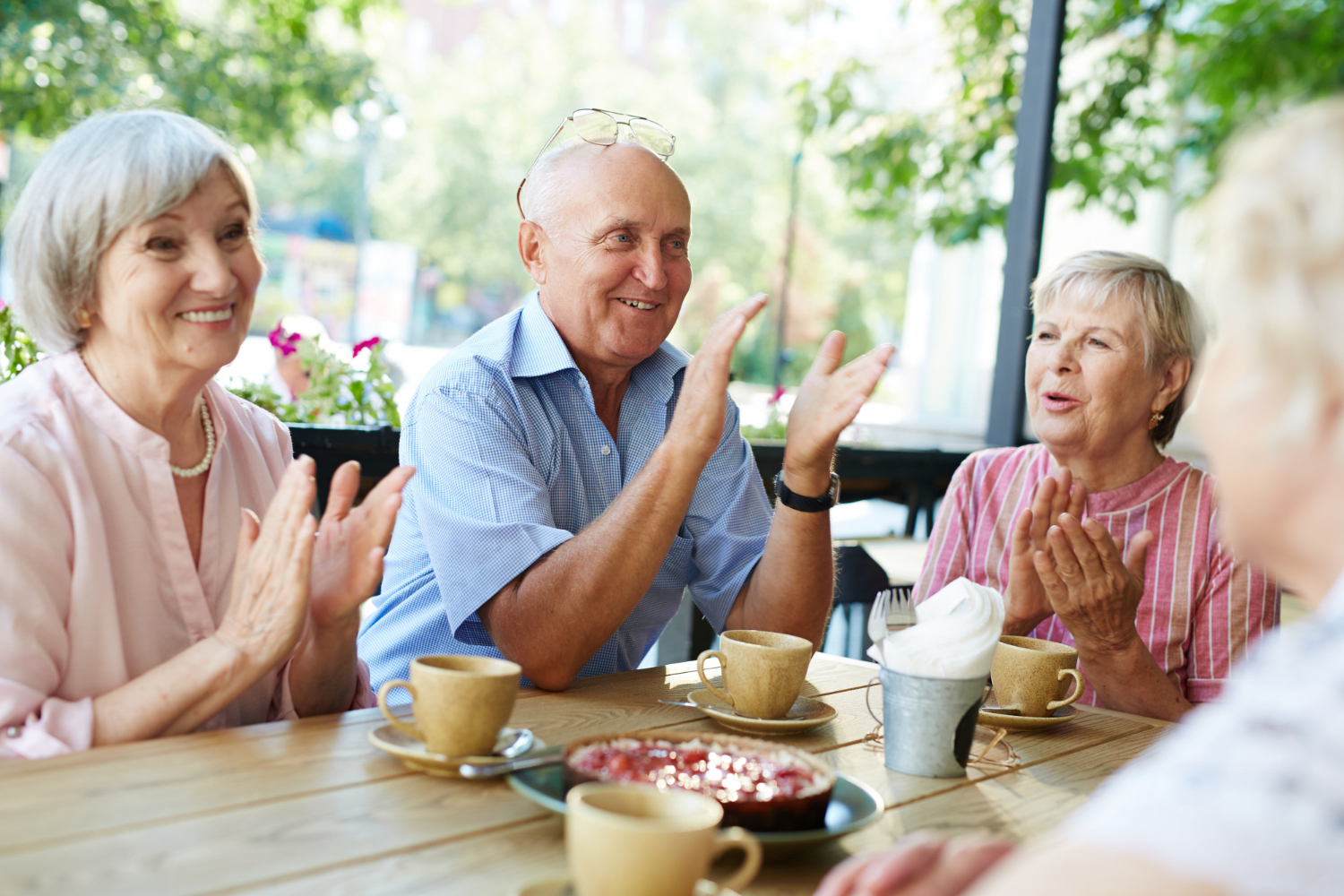 elderly people at a memory cafe