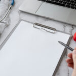 care planning - clipboard and items on desk