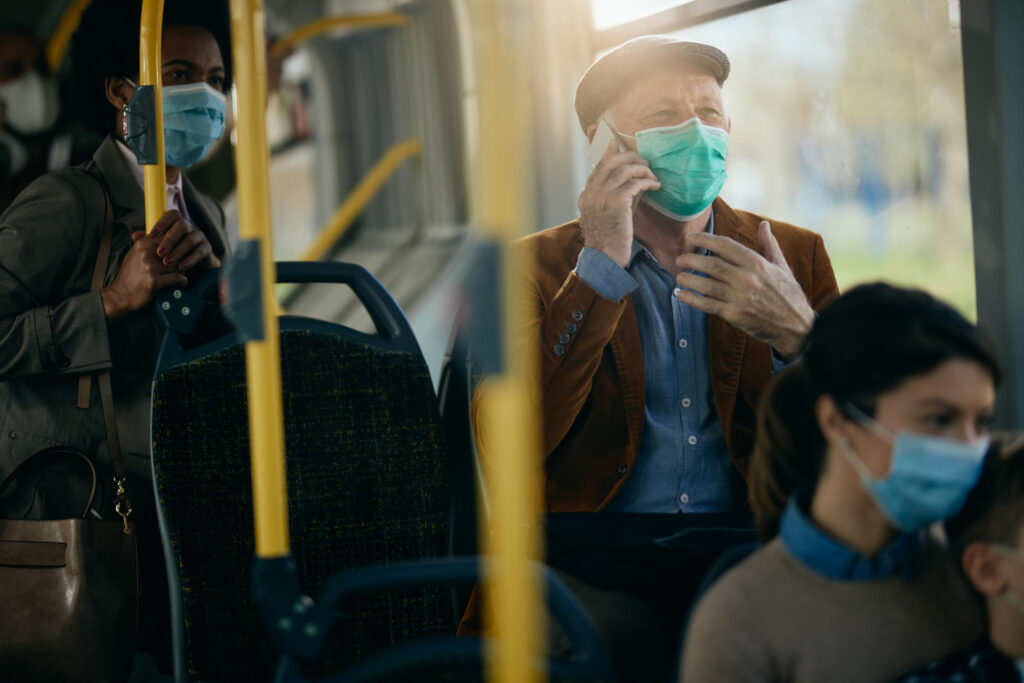 Older man on bus
