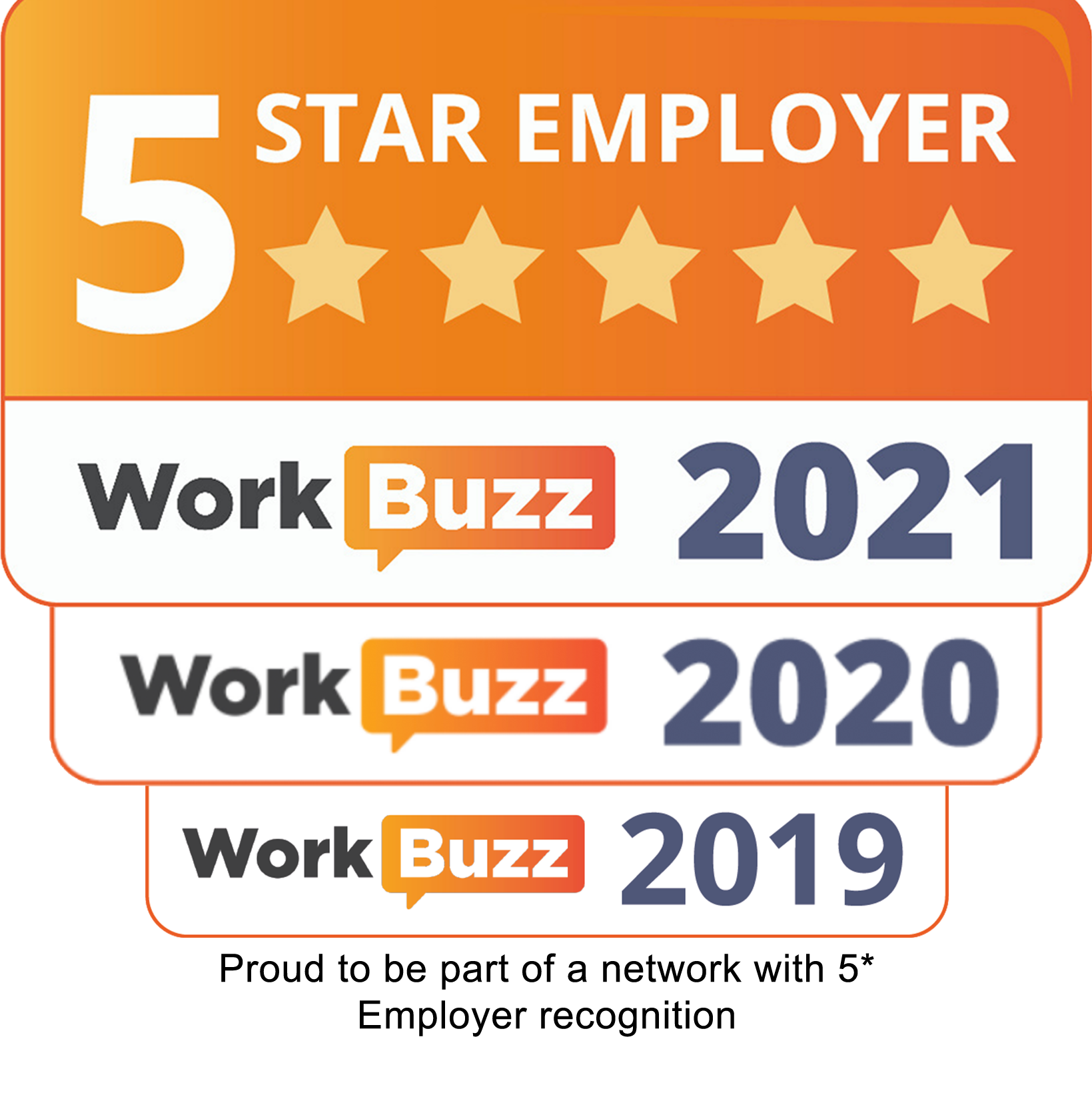 Image of Award: WorkBuzz 5 STAR Employer 2021/2020/2019